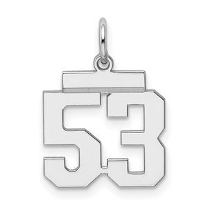 Sterling Silver, Athletic Collection, Small Polished Number 53 Pendant